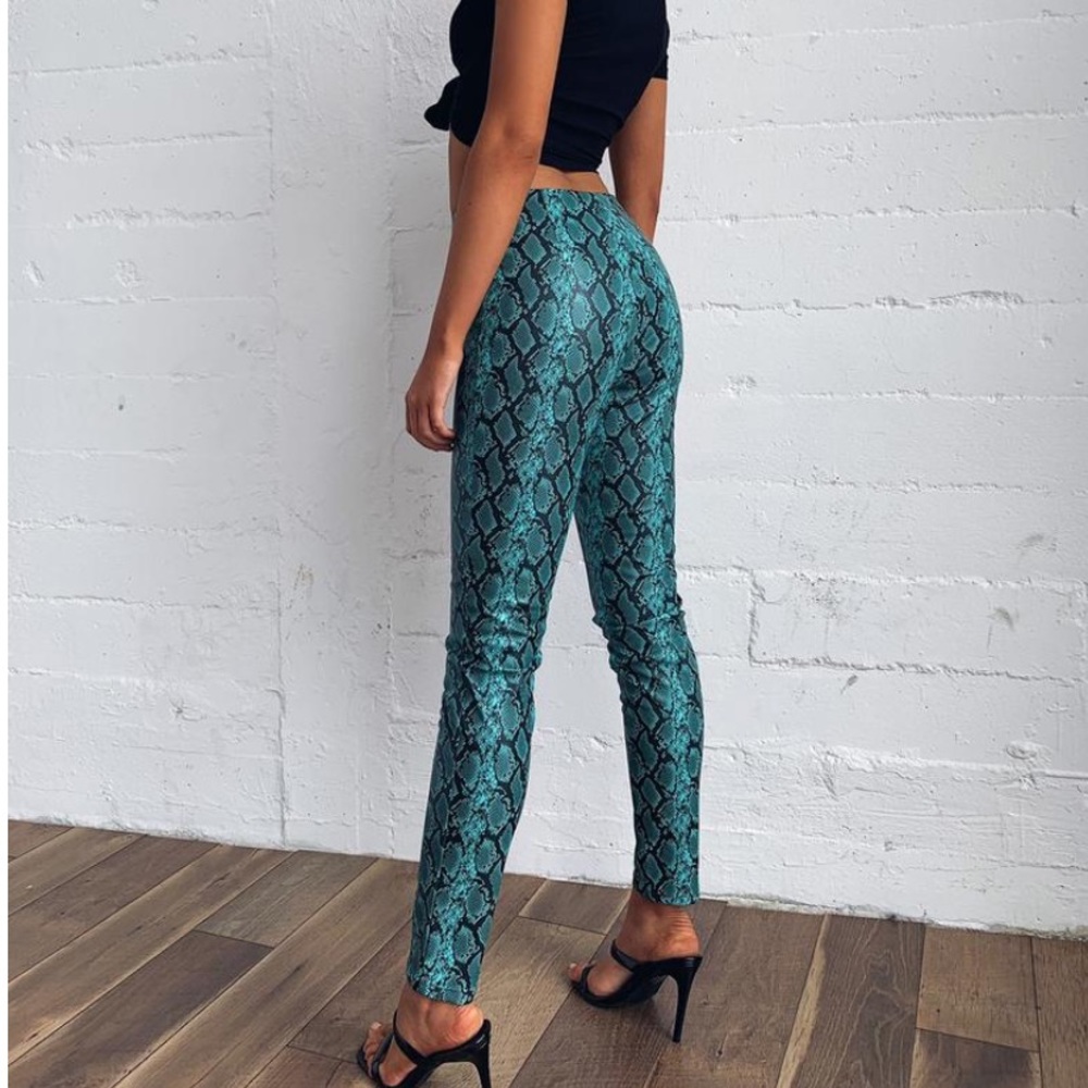 Tiger Mist Pearl Blue Snakeskin Leather Pant